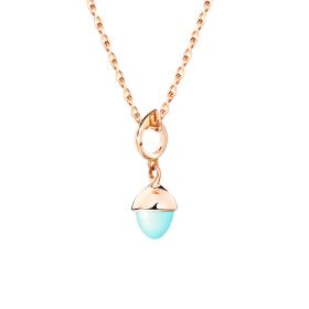 Roségold, Halsschmuck, Tamara Comolli MIKADO Flamenco Anhänger Aqua Chalcedon P-MFL-ChAq-rg