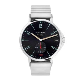 Herrenuhr, NOMOS Glashütte Tangente Sport neomatik 42 Datum blauschwarz 581