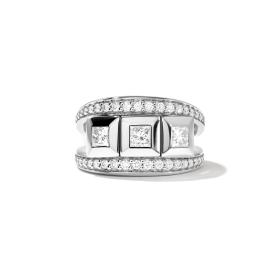 Weißgold, Ringe, Tamara Comolli CURRICULUM VITAE Ring 3 mit Diamant Pavé small R-CV3-s-Pr-p-wg