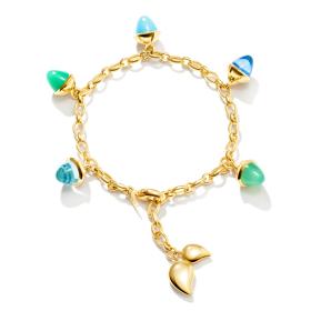 Gelbgold, Armschmuck, Tamara Comolli MIKADO Armband Flamenco Charm 'Lagoon'  B-MFL-Ch-Lag-yg