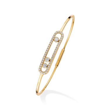 Armschmuck, Gelbgold, Messika Move Classique Pavé Thin Armreif