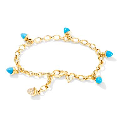 Armschmuck, Gelbgold, Tamara Comolli MIKADO Armband Charm mit Türkis