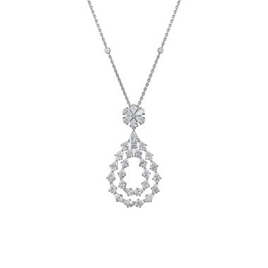 Halsschmuck, Weißgold, Chopard L'Heure Du Diamant Drop Anhänger mit Halskette