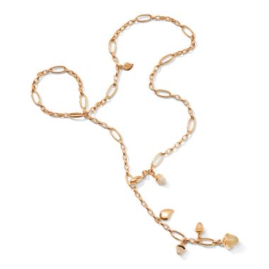 Halsschmuck, Roségold, Tamara Comolli MIKADO Delicate Collier Camel mit Diamant Pavé 