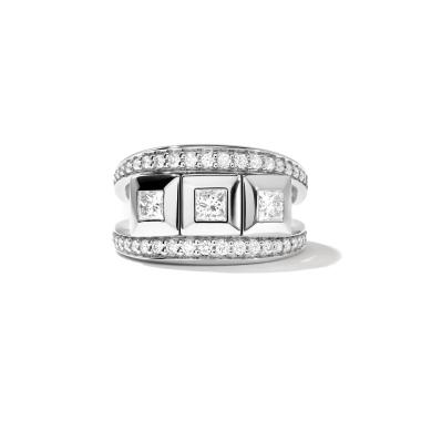 Ringe, Weißgold, Tamara Comolli CURRICULUM VITAE Ring 3 mit Diamant Pavé small