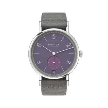 Unisex, Handaufzug, NOMOS Glashütte Tangente 38 Datum Mauvegrün 