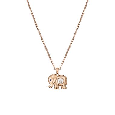 Halsschmuck, Roségold, Chopard Happy Diamonds Elefant Anhänger mit Halskette