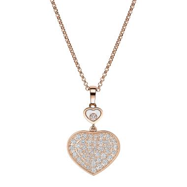 Halsschmuck, Roségold, Chopard Happy Hearts Anhänger 