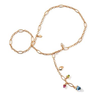 Halsschmuck, Roségold, Tamara Comolli MIKADO Collier Delicate Candy mit Diamond Pavé 