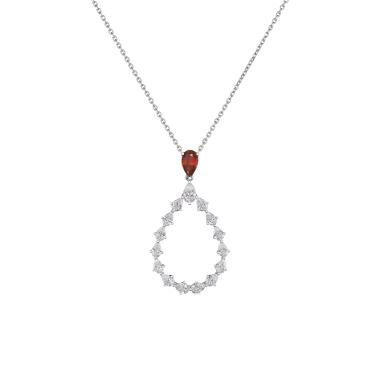 Halsschmuck, Weißgold, Chopard L'Heure Du Diamant Drop Anhänger mit Halskette