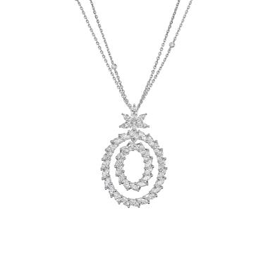 Halsschmuck, Weißgold, Chopard L'Heure du Diamant Marquise Anhänger mit Halskette