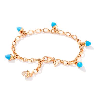 Armschmuck, Roségold, Tamara Comolli MIKADO Armband Charm Türkis