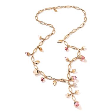 Halsschmuck, Roségold, Tamara Comolli Kurzes MIKADO Collier Blush mit Diamond Pavé 