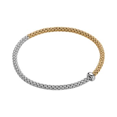 Armschmuck, Weißgold, FOPE Flex'it Eka Armband mit zweifarbigem Geflecht