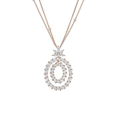 Halsschmuck, Roségold, Chopard L'Heure du Diamant Marquise Anhänger mit Halskette